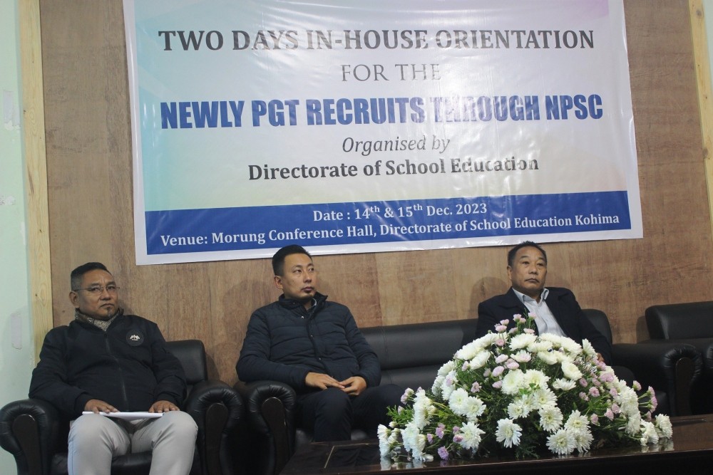 (Left to Right) Razoukhoyi Rhakho, Raymond Vizo and Wonthungo Tsopoe, Director of School Education